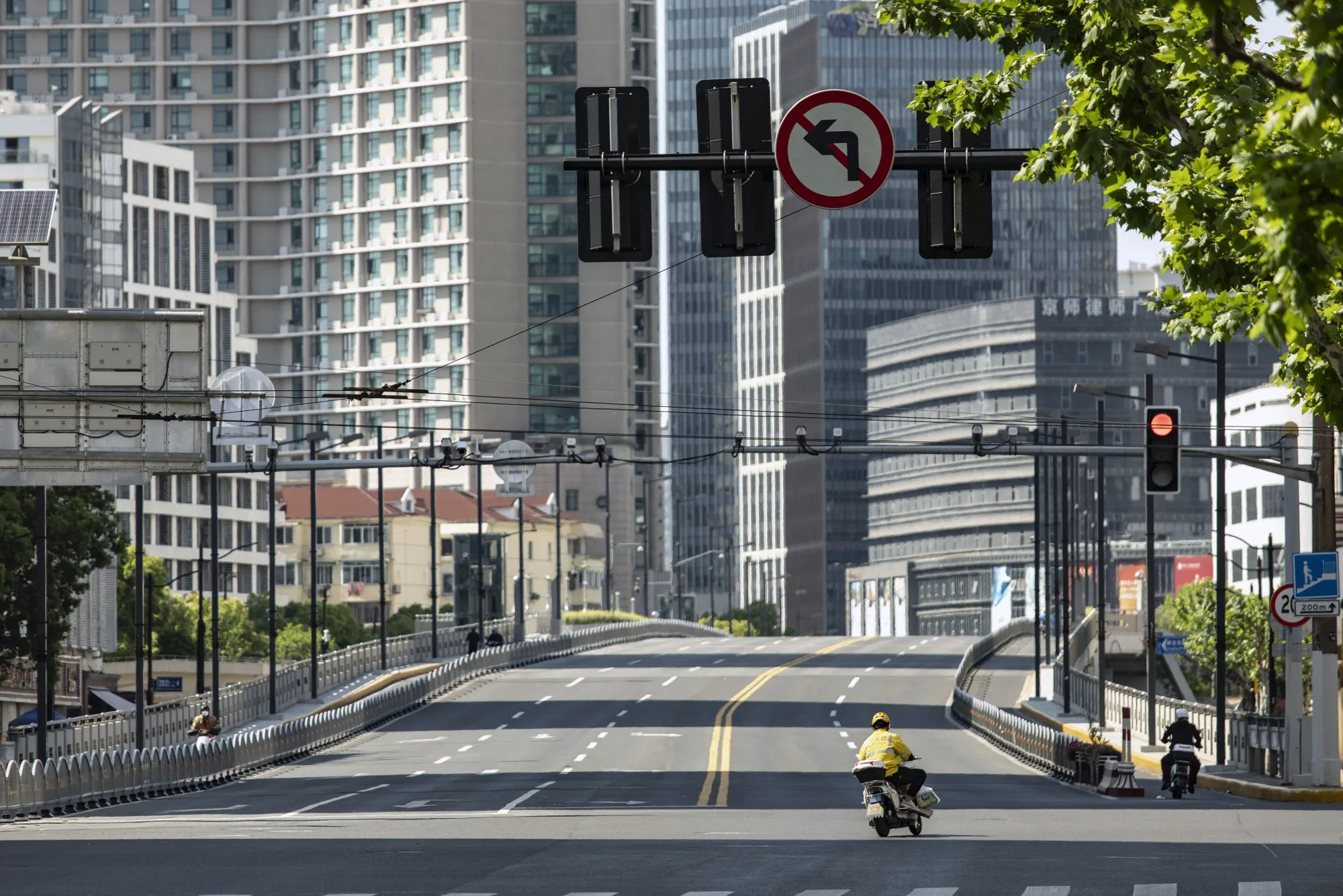 A nearly-empty road during a lockdown in Shanghai, earlier in May.