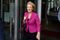 British Conservative party leadership candidate Andrea Leadsom leaves the BBC television centre in London after appearing on "The Andrew Marr Show" in London on July 3, 2016.British media reported Saturday that energy minister and Brexit backer Angela Leadsom has become the favourite to face Theresa May on the ballot paper. / AFP / CHRIS J RATCLIFFE (Photo credit should read CHRIS J RATCLIFFE/AFP/Getty Images)