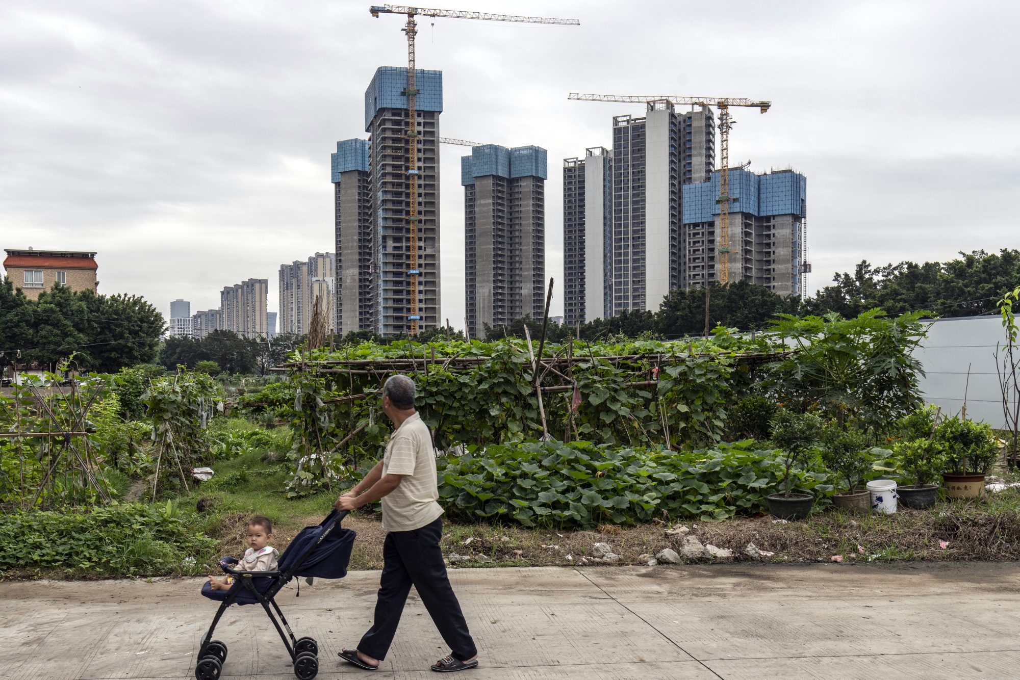 Residential buildings under construction at Country Garden Holdings Co.'s Century Center development in Foshan, China.