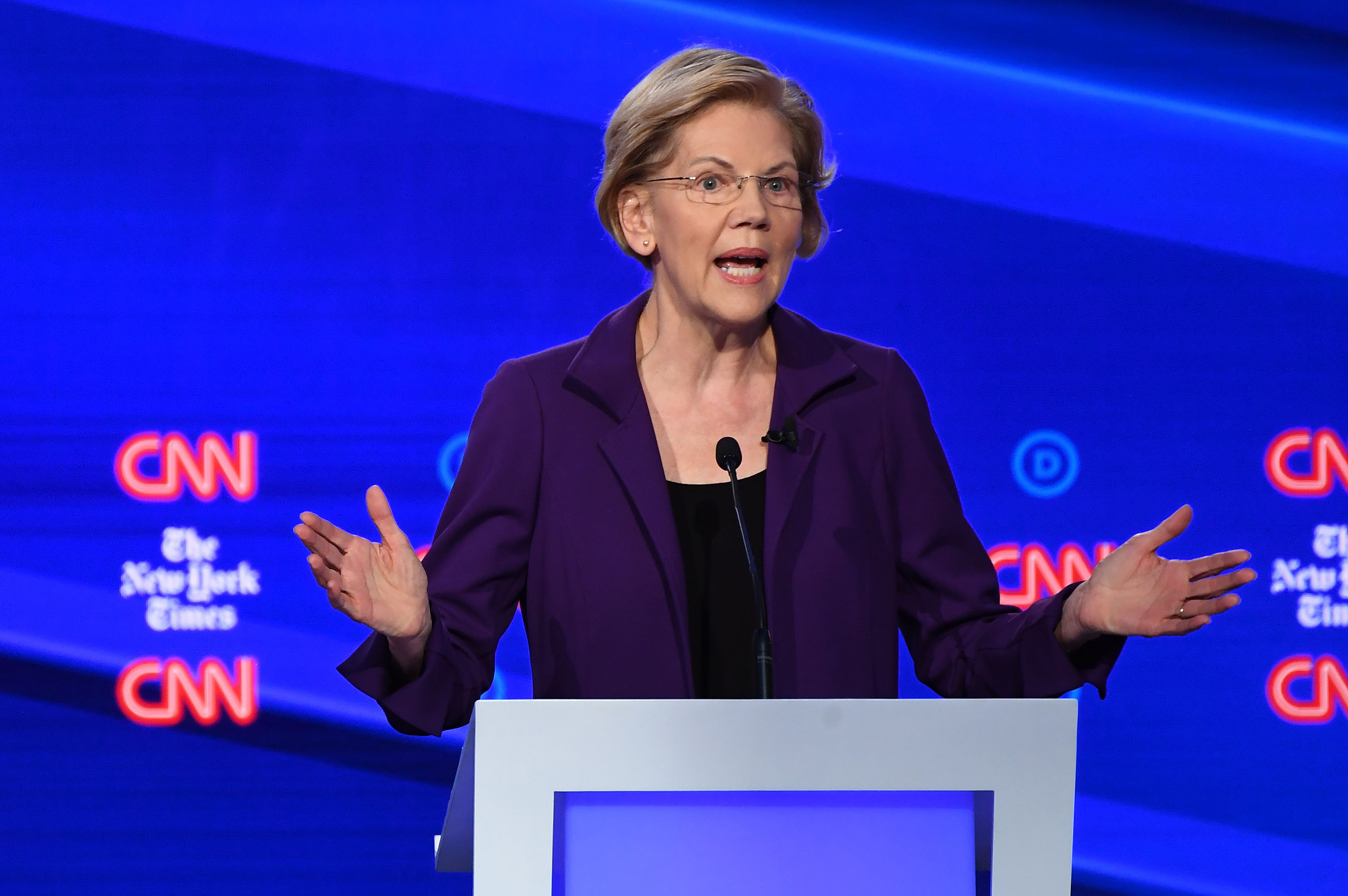 Elizabeth Warren during the Democratic presidential debate in Westerville, Ohio on Oct. 15.