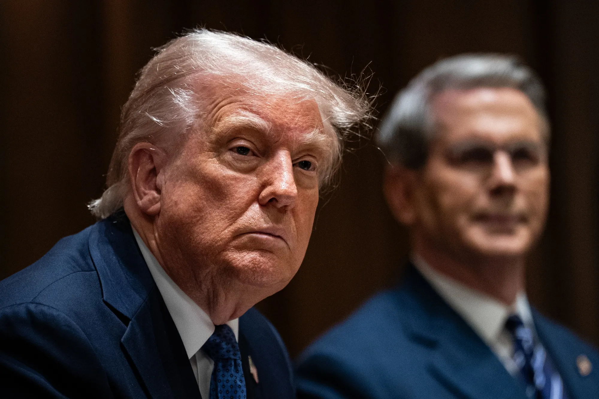 US President Donald Trump, left, and Scott Bessent, US treasury secretary.