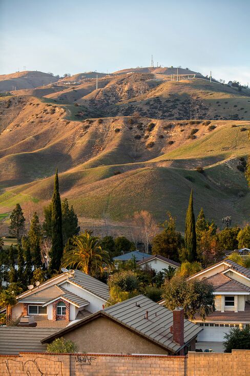 Natural gas wells in the hills above Porter Ranch.