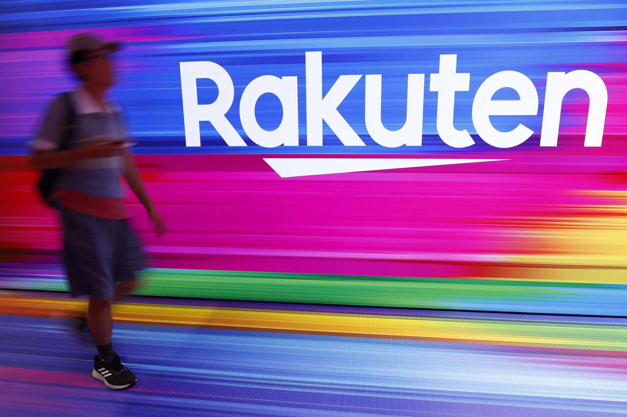 Signage for Rakuten Group Inc. in Yokohama, Japan.