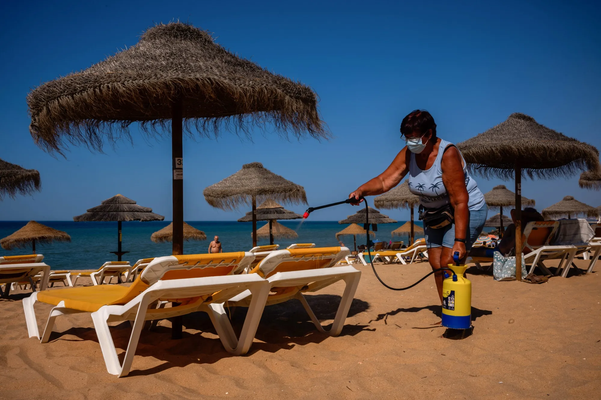 Warm sand in your toes, and cool disinfectant in your eyes.