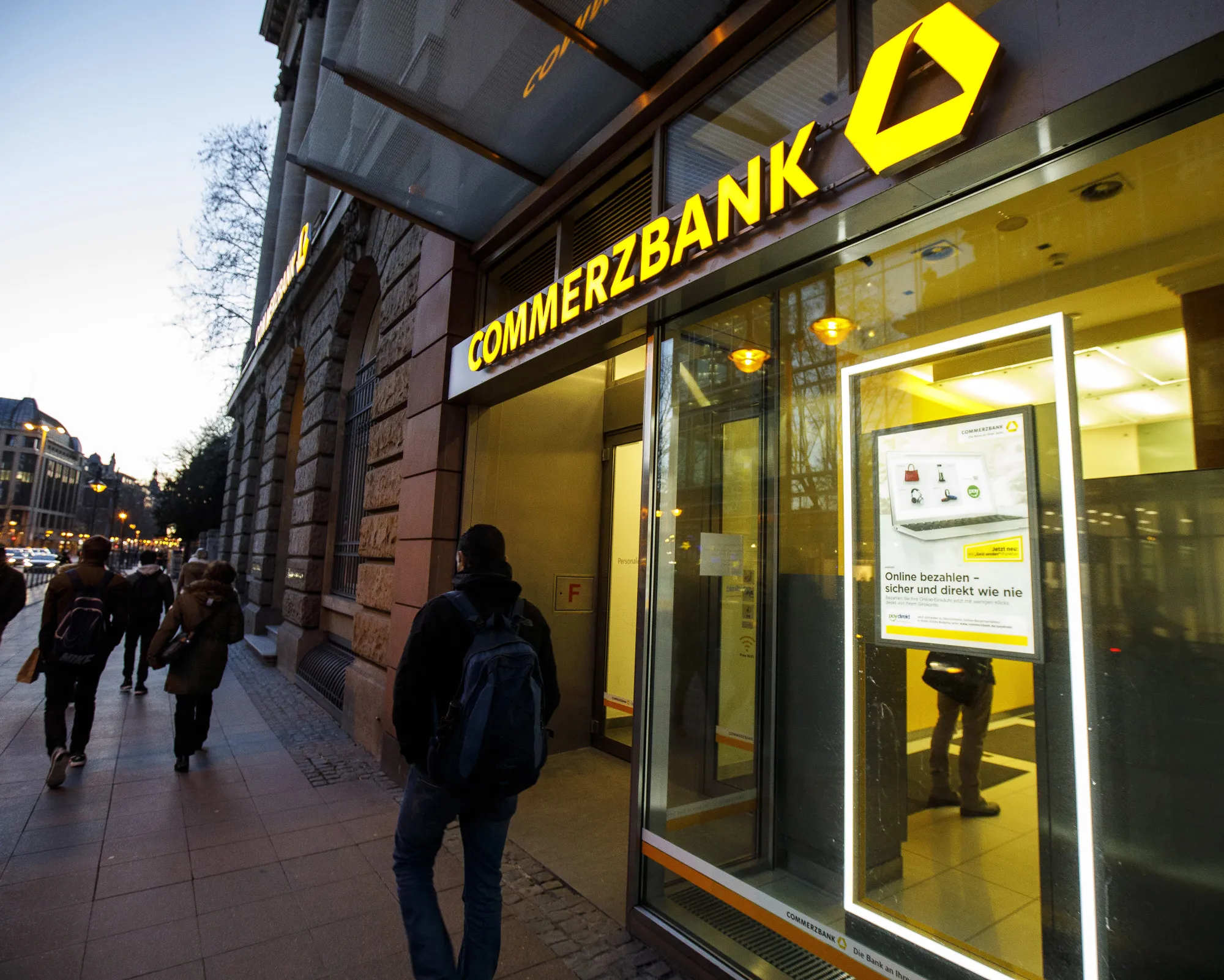 A Commerzbank bank branch in Frankfurt.