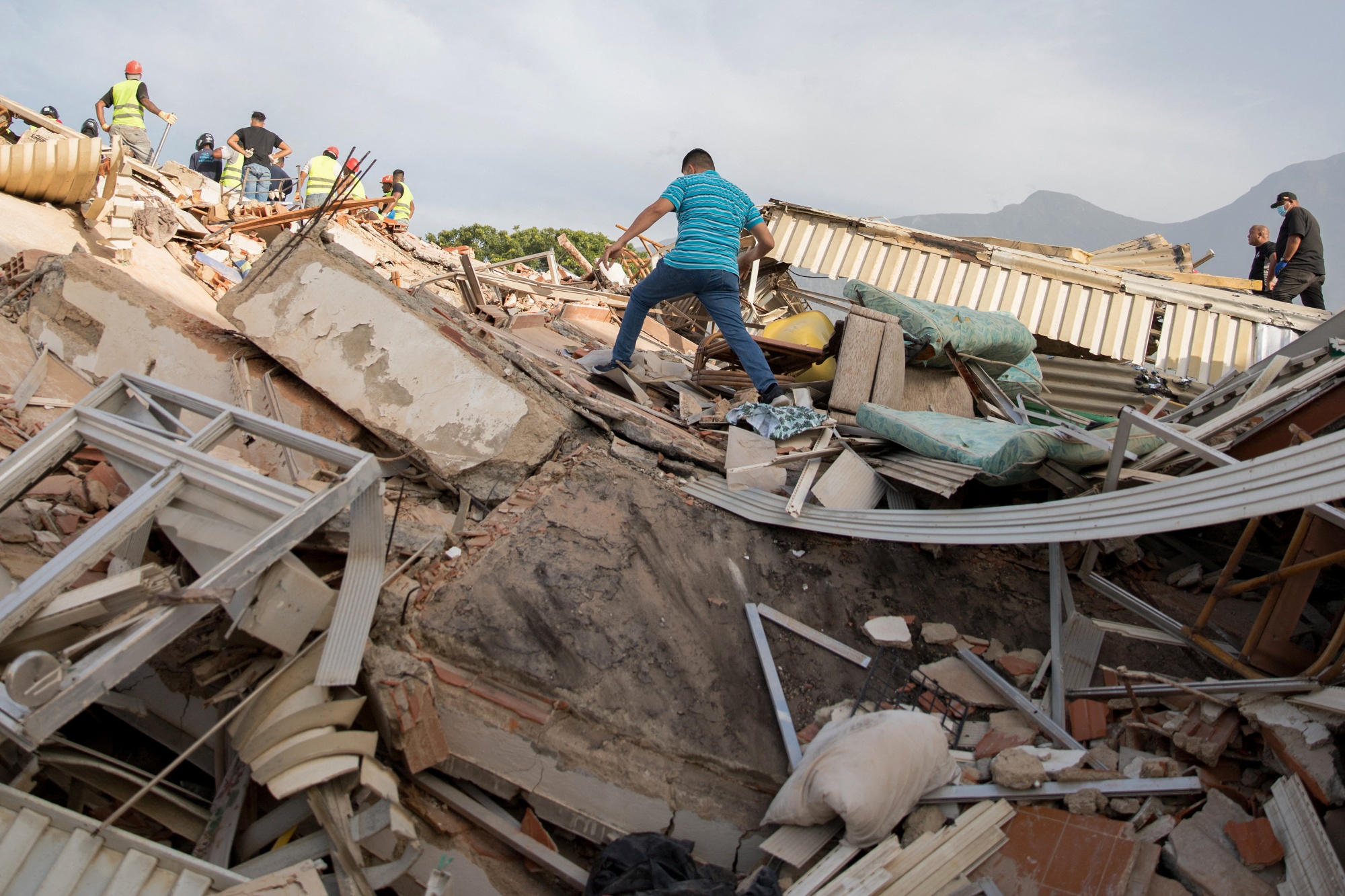 A collapsed building in Caraballeda, La Guaira State, Venezuela.