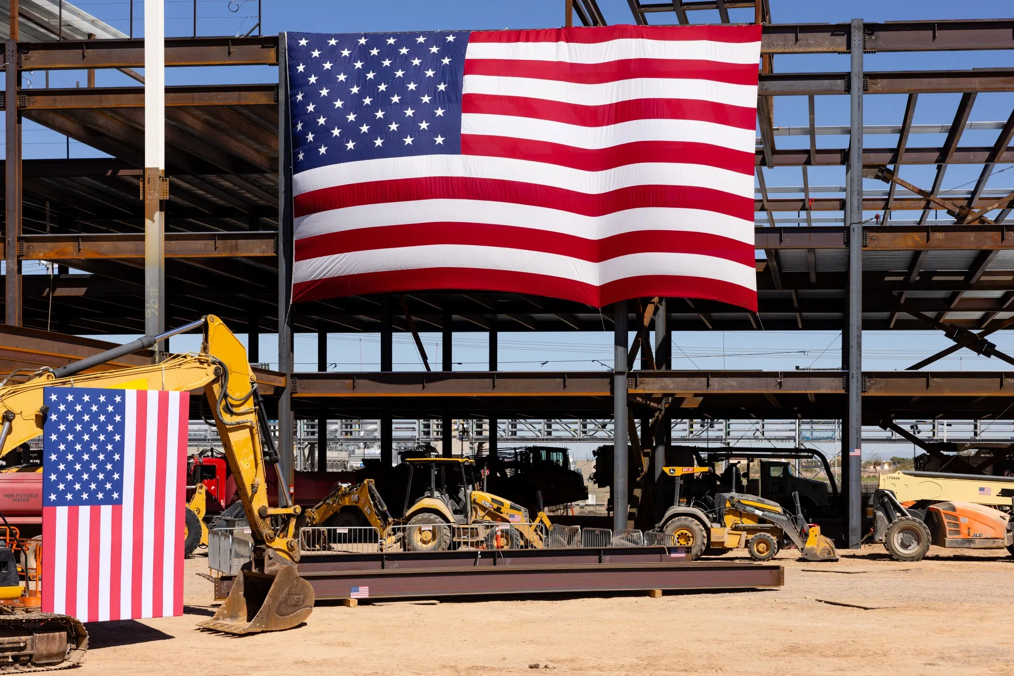 American flags at the Intel factory&nbsp;in Chandler, Arizona.