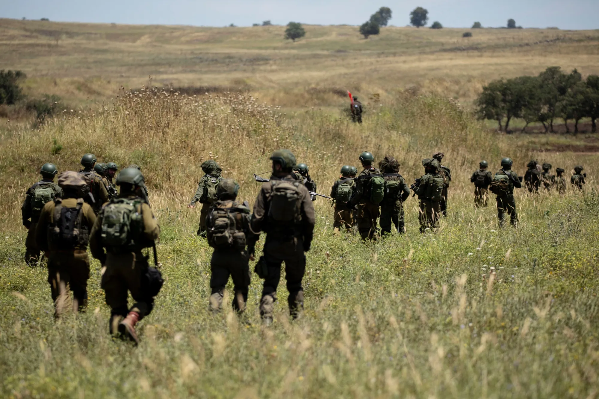 An Israeli military training drill in Golan Heights in May.