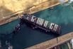 STUCK SHIP EVER GIVEN, SUEZ CANAL -- MARCH 26, 2021:  Maxar's WorldView-2 collected new high-resolution satellite imagery of the Suez canal and the container ship (EVER GIVEN) that remains stuck in the canal north of the city of Suez, Egypt.