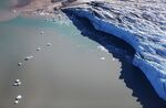 A glacial toe caused by melting grows near&nbsp;Ilulissat, Greenland, on July 15, 2013.