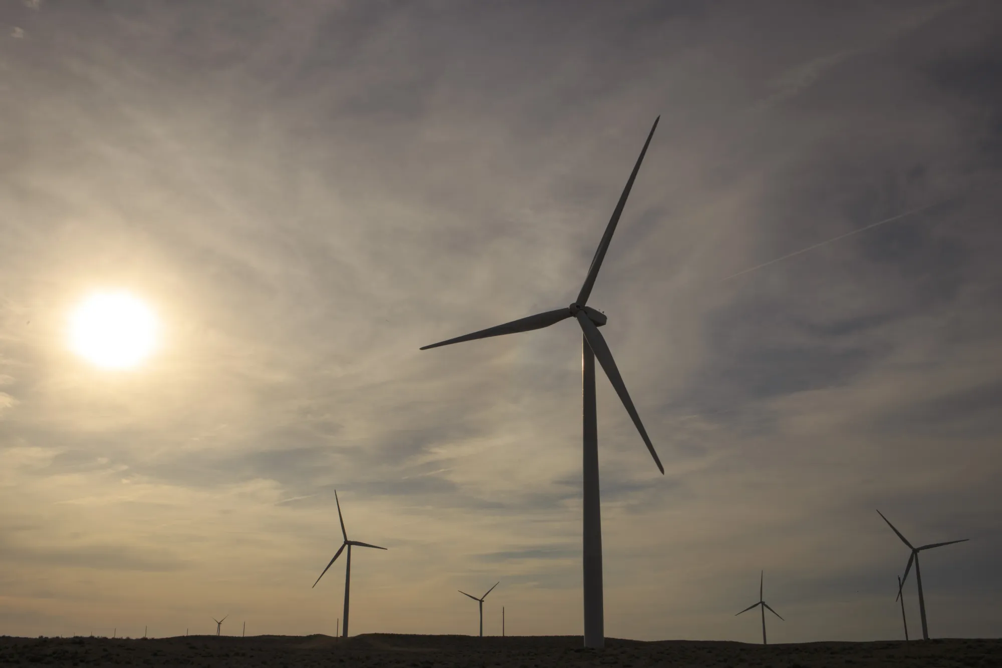 Wind turbines&nbsp;in Fleming, Colorado.