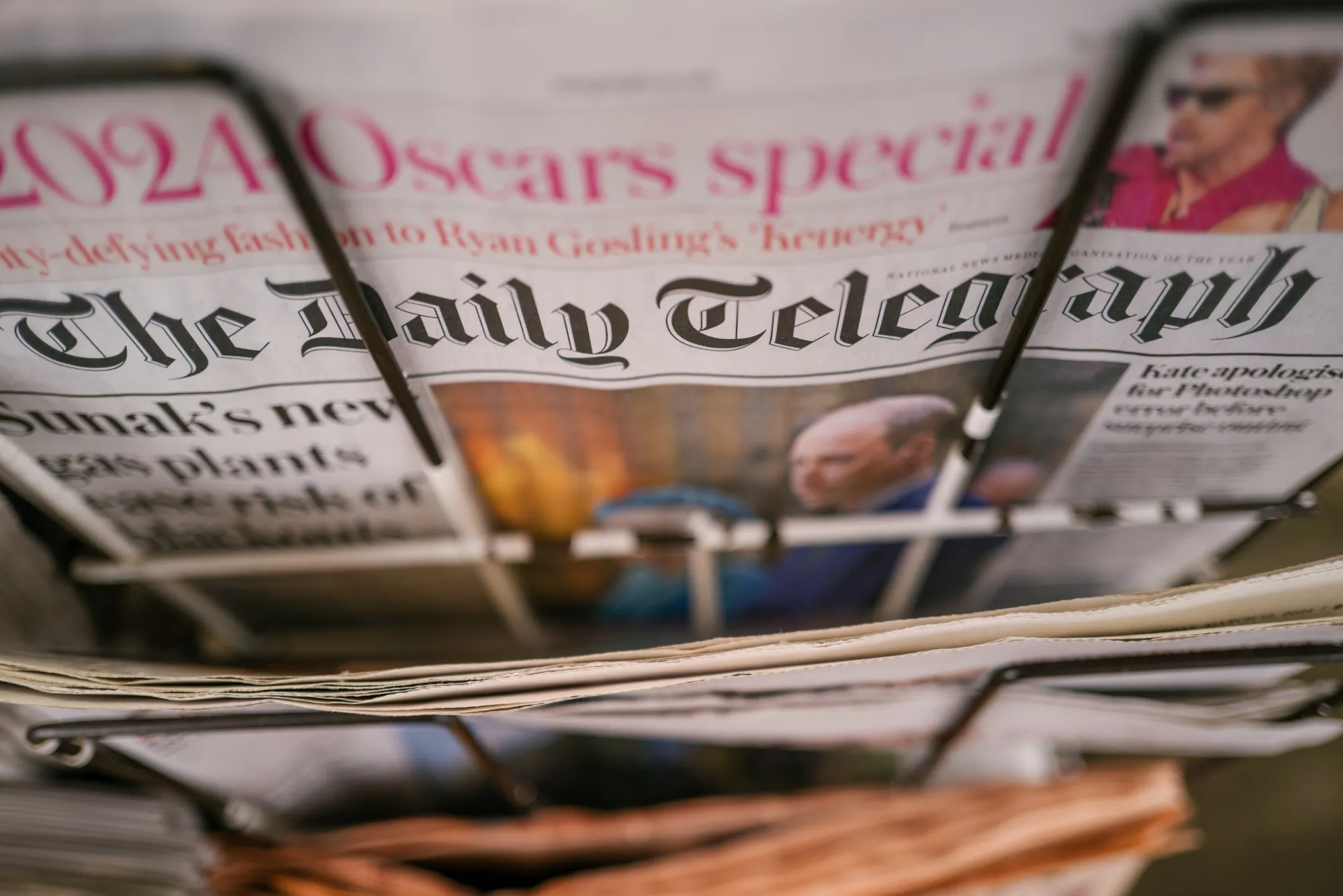 Copies of The Daily Telegraph newspaper for sale in Lodnon.