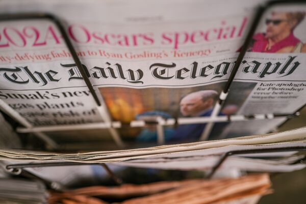 Copies of The Daily Telegraph newspaper for sale in Lodnon