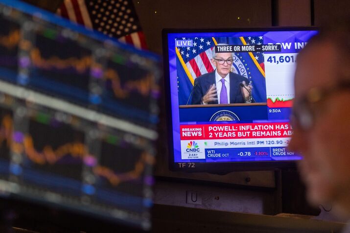 Traders On The Floor Of The New York Stock Exchange As Fed Chair Powell Holds New Conference