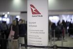 Qantas Airways Ltd. check-in counter at Sydney Airport in Sydney, Australia.&nbsp;