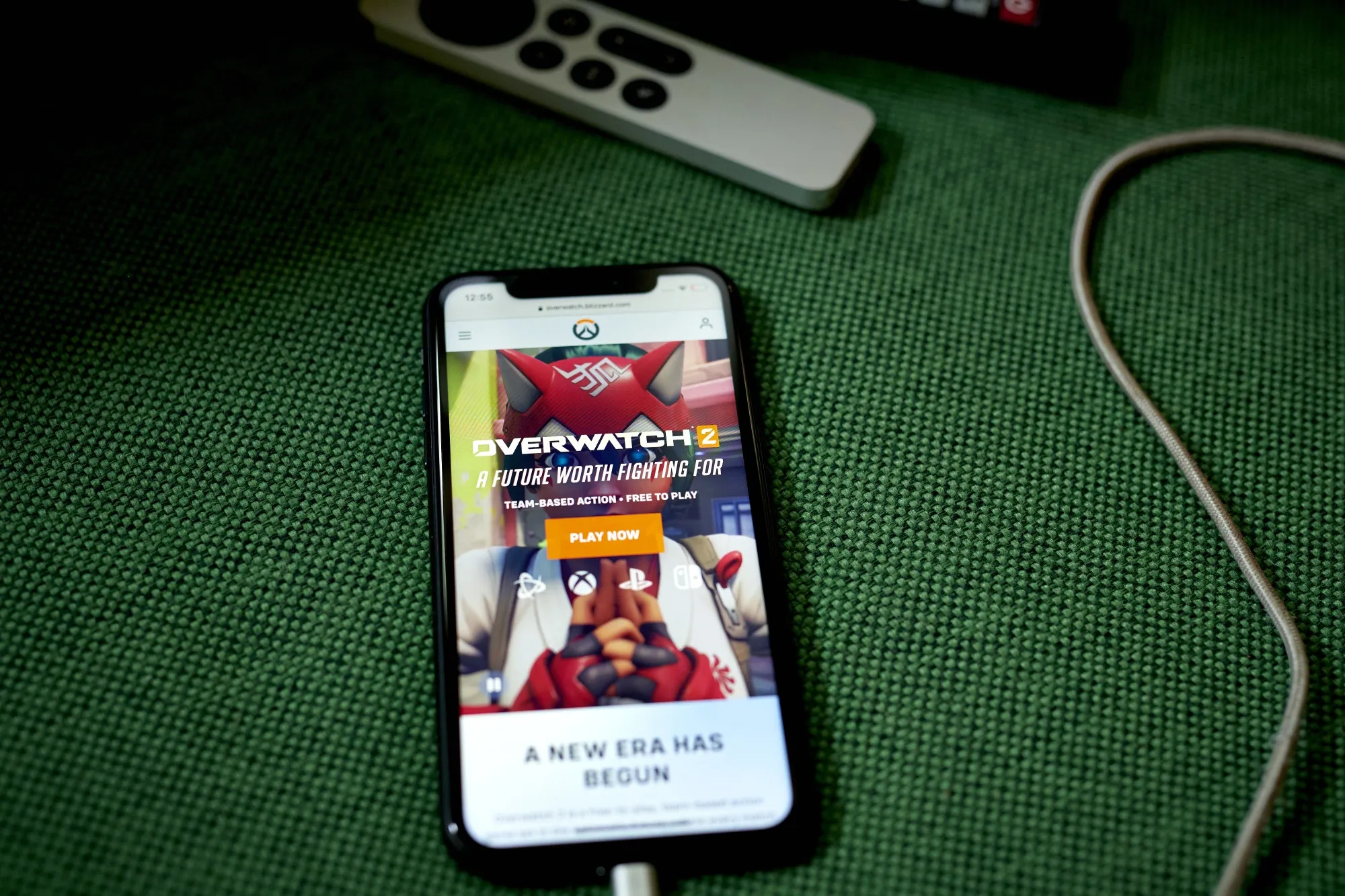 The Activision Blizzard Overwatch website on a smartphone arranged in the Brooklyn borough of New York.