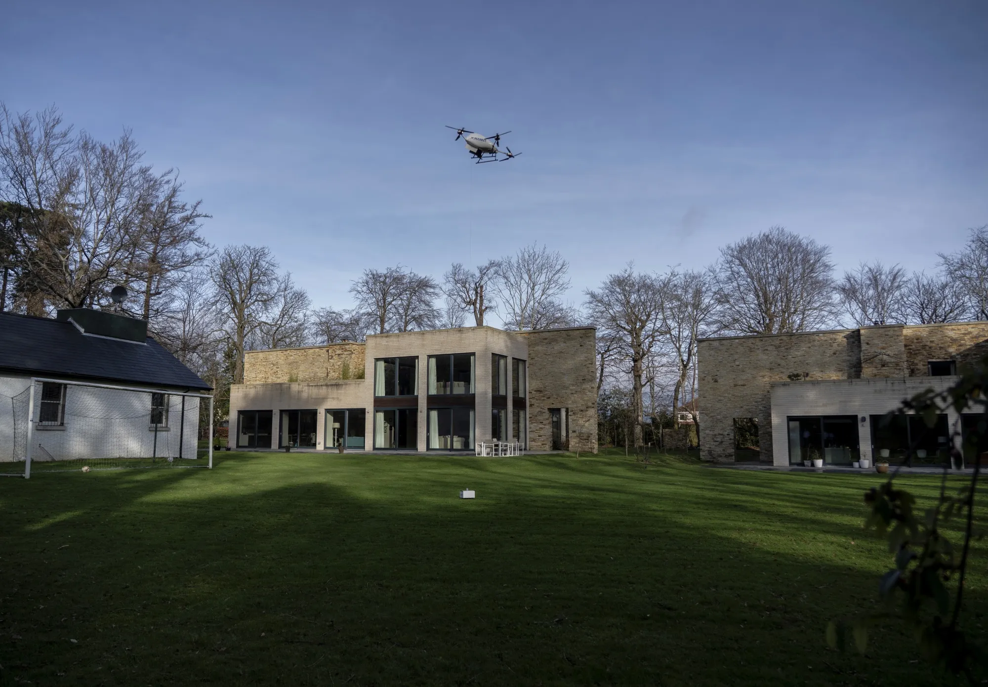 A Manna.aero drone delivers a package&nbsp;in Dublin, in January.