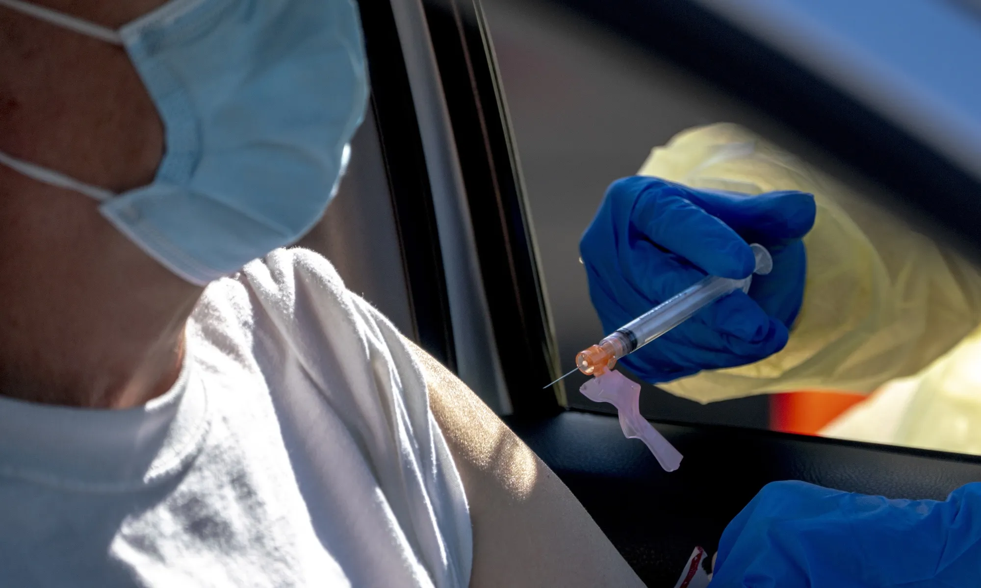 San Bernardino County Holds A Covid-19 Vaccine Event At Auto Club Speedway