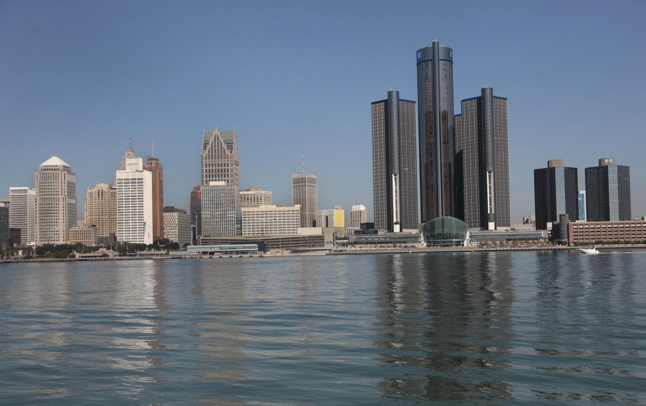 Detroit's skyline, as seen from Windsor, Ontario. 