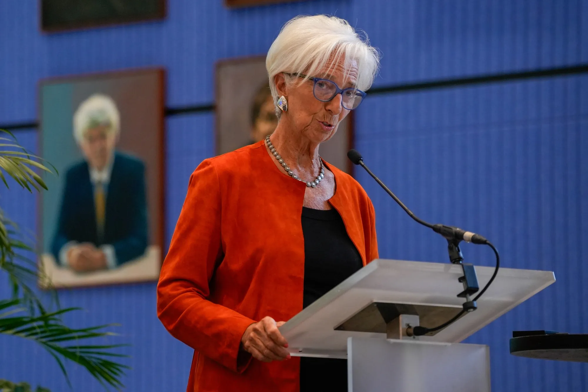 Christine Lagarde, presidenta del Banco Central Europeo, durante un simposio de despedida para el expresidente del De Nederlandsche Bank NV, Klaas Knot, en la sede del banco central en Ámsterdam, Países Bajos, el viernes 3 de octubre de 2025.