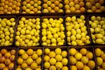 Lemons are displayed at the Los Angeles Wholesale Produce Market in Los Angeles, California, U.S., on Tuesday, Aug. 9, 2011