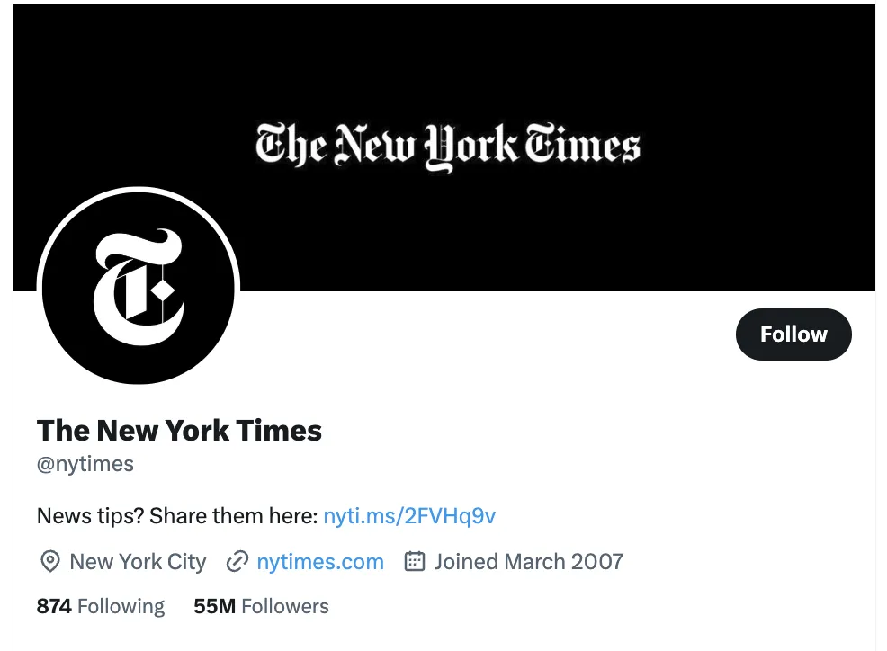 The New York Times account on Twitter.