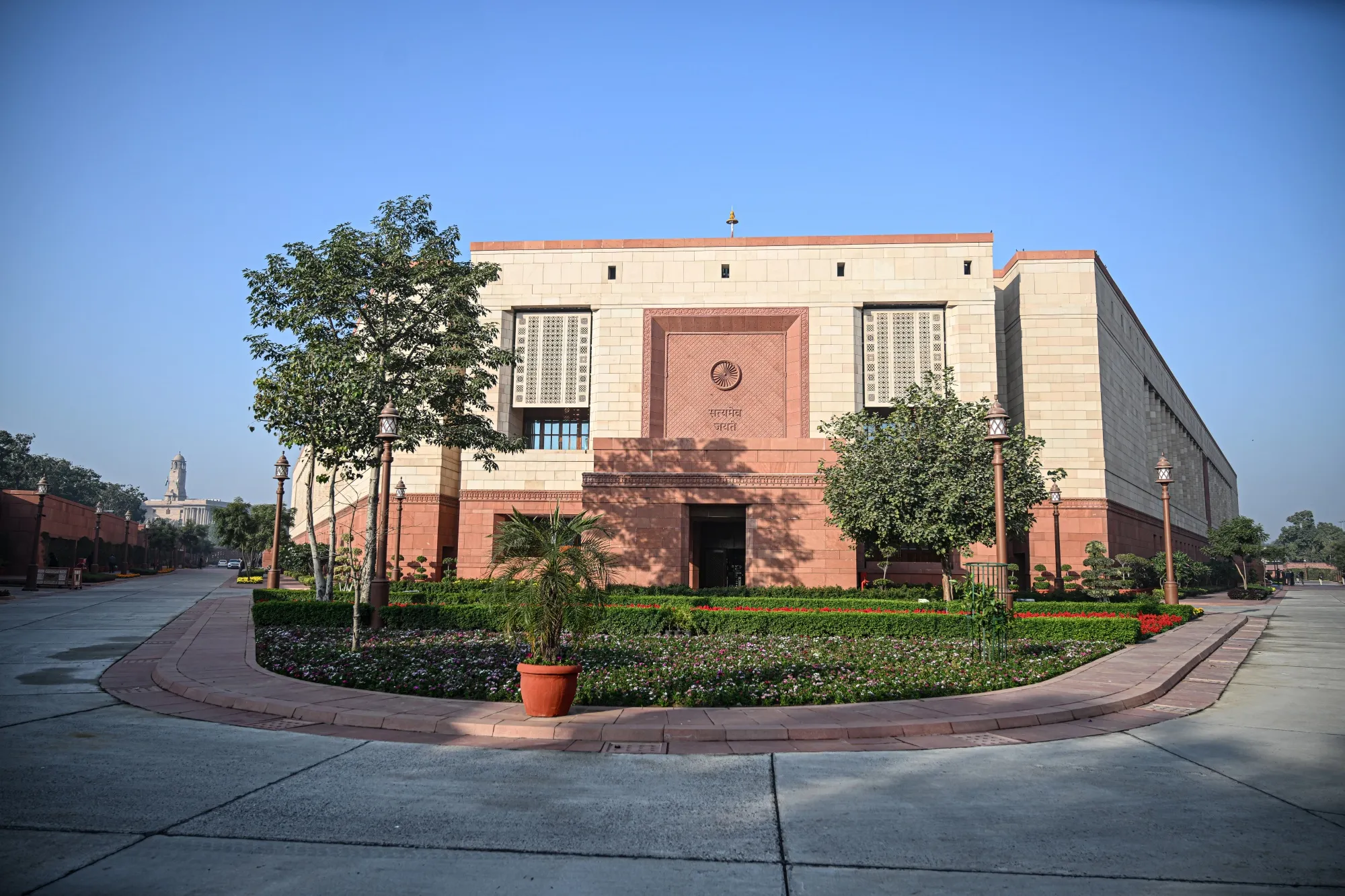 The Parliament building in New Delhi.