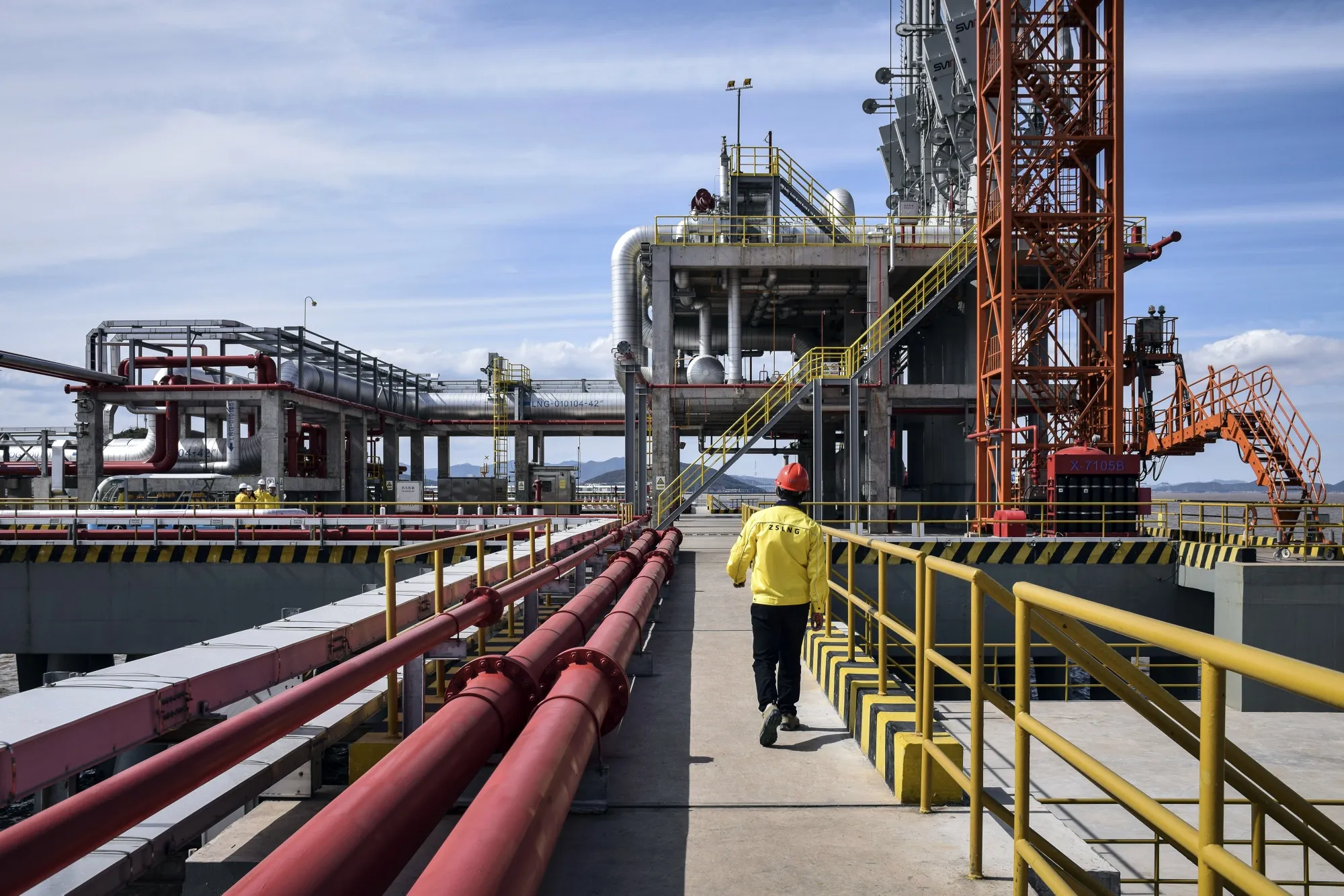 A liquefied natural gas transfer pier facility at ENN Energy Holdings Ltd.'s LNG terminal on Zhoushan Island, Zhejiang province, China.