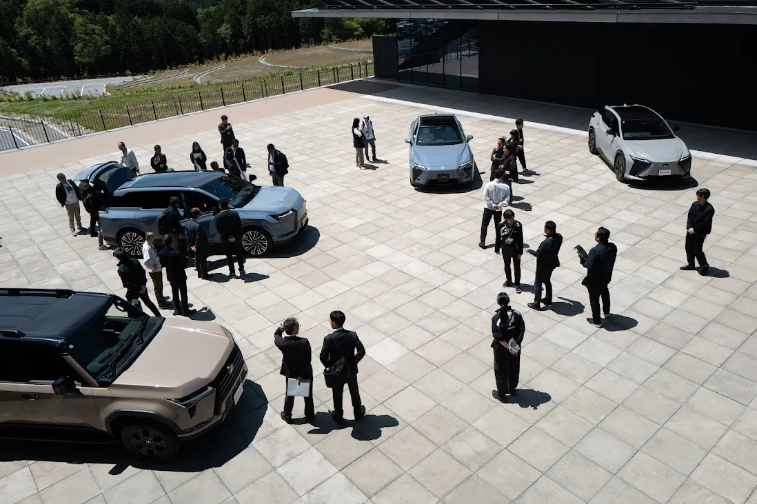 A Lexus TZ550e, second from left, on display at the Toyota Technical Center Shimoyama in Aichi Prefecture.