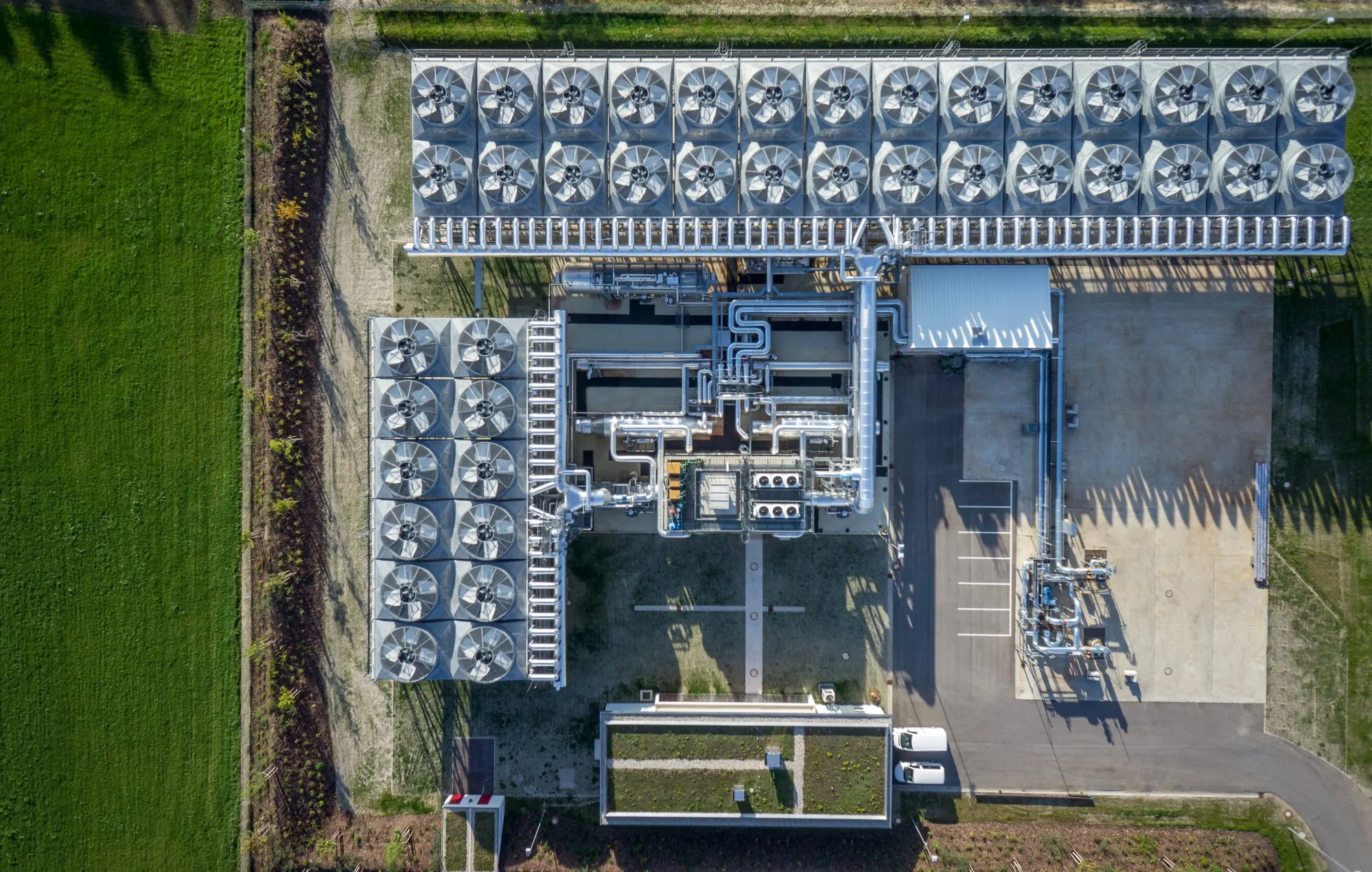 A 5.6 megawatt power plant built for StadtWerke Munchen in Durrnhaar, Germany, using heat from geothermal wells to generate electricity.
