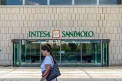An Intesa Sanpaolo bank branch in Brescia, Italy