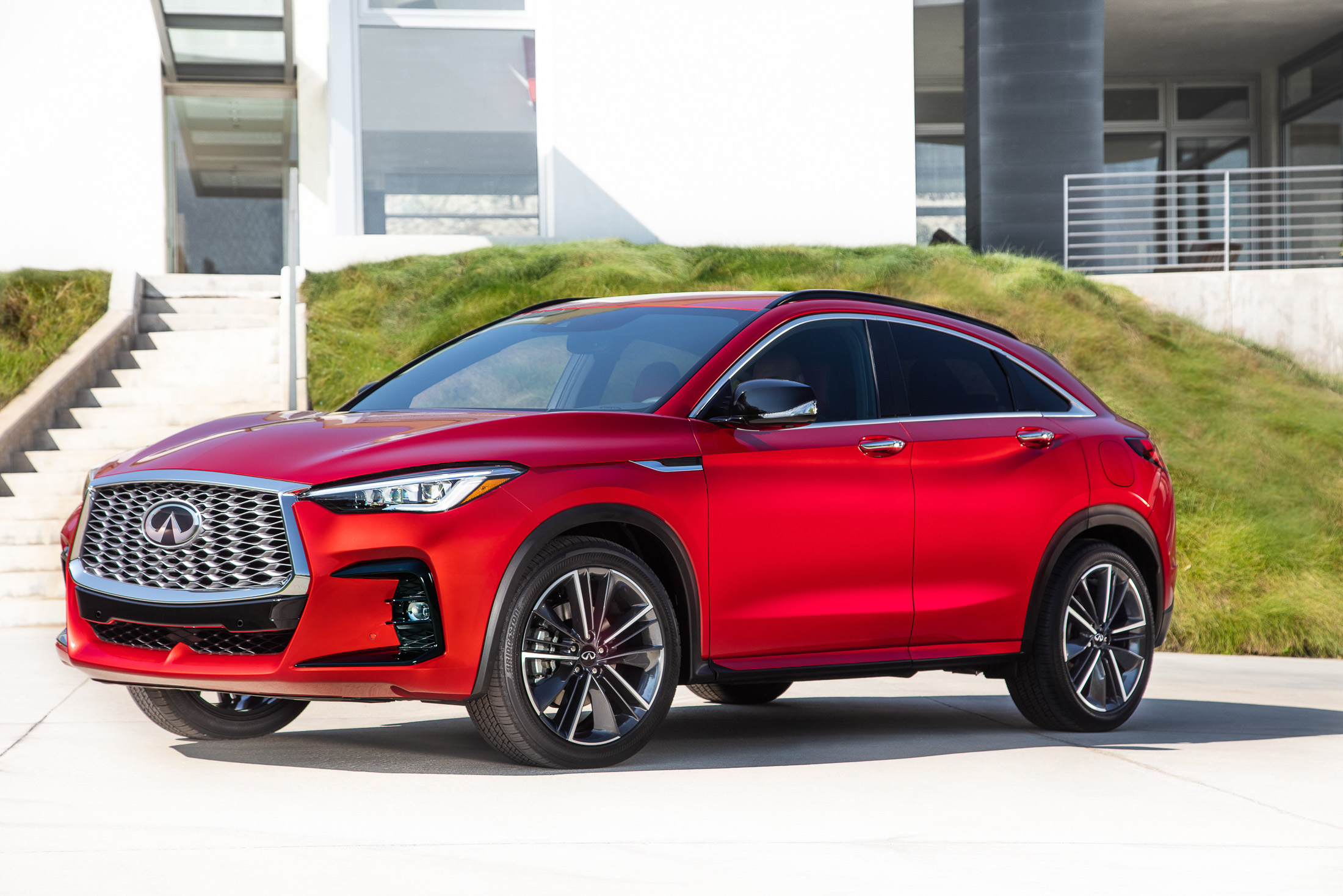The all-new 2022 QX55 in&nbsp;Dynamic Sunstone Red exterior paint.