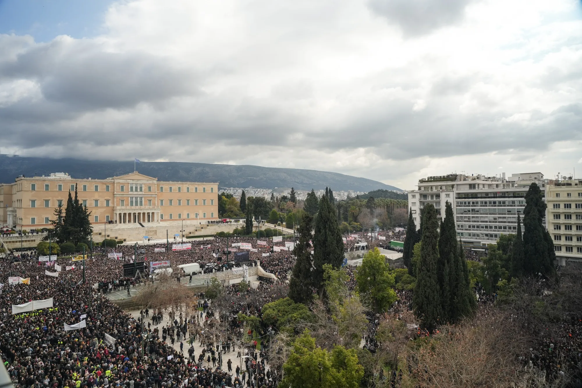 Protesters in Syntagma Square, Athens.