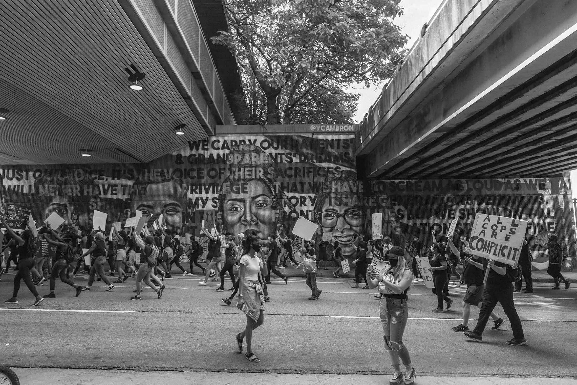 People march through downtown toward the Georgia State Capitol on May 29.