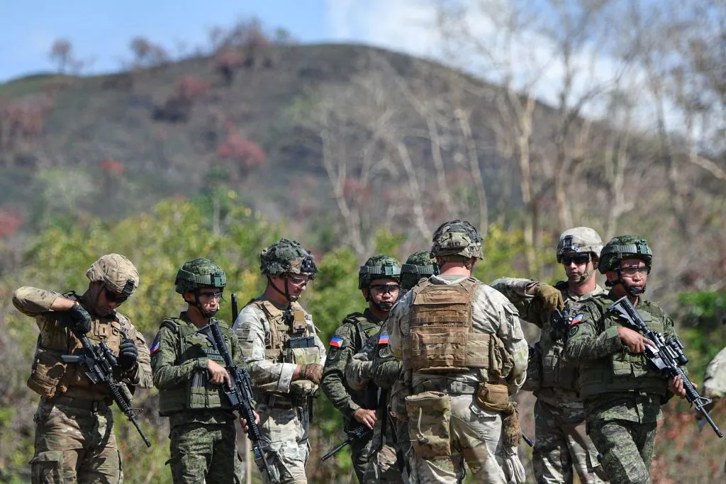 US and Philippine soldiers during a joint army-to-army exercise at Fort Magsaysay, Nueva Ecija province.&nbsp;