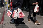 Target shopping bags in front of a store in San Francisco, California, US.&nbsp;