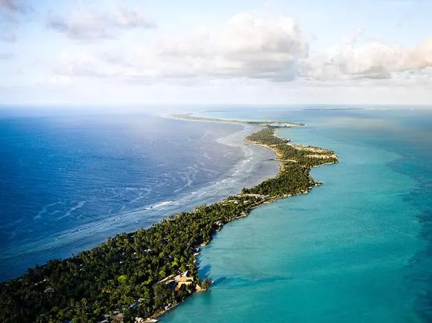 Aerial photo of Tarawa Island, Kiribati.Read the story