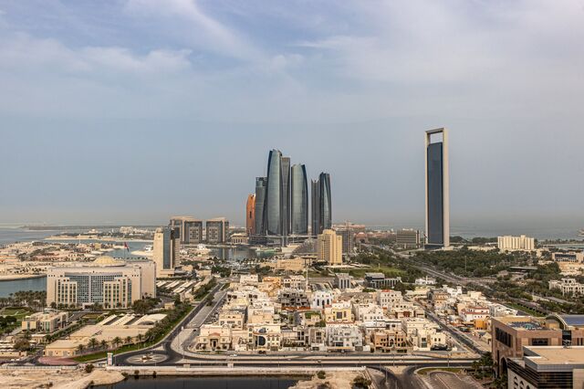 The Abu Dhabi skyline in April 2022.