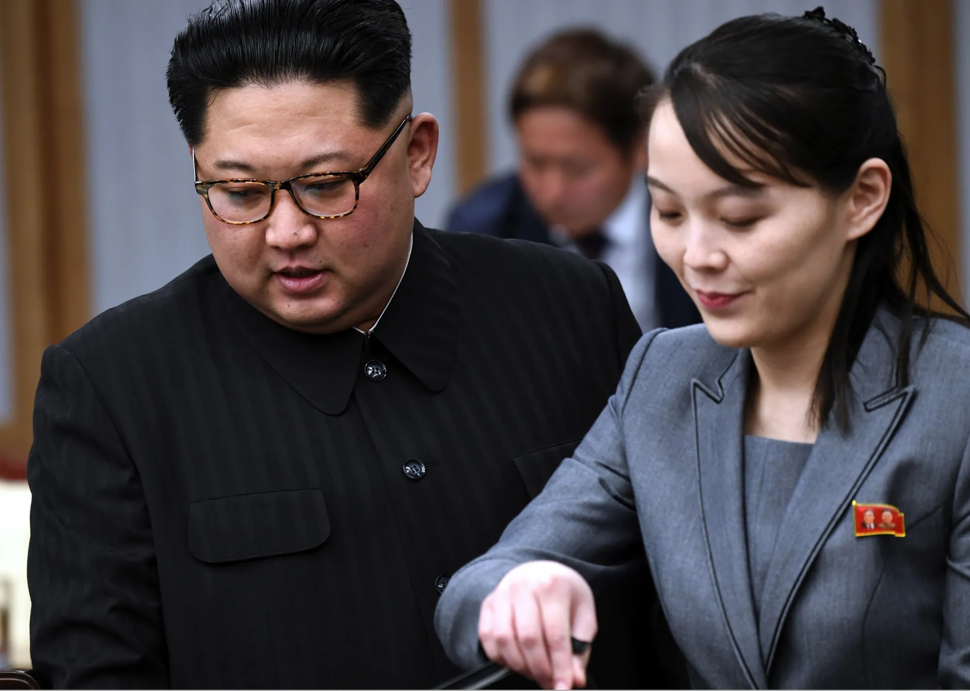 Kim Jong Un and his sister Kim Yo Jong.