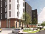 A rendering of the Sango Court Apartments, a transit-oriented housing development in Milpitas, California, that could benefit from private activity bonds once allocated to the Brightline West rail project. 