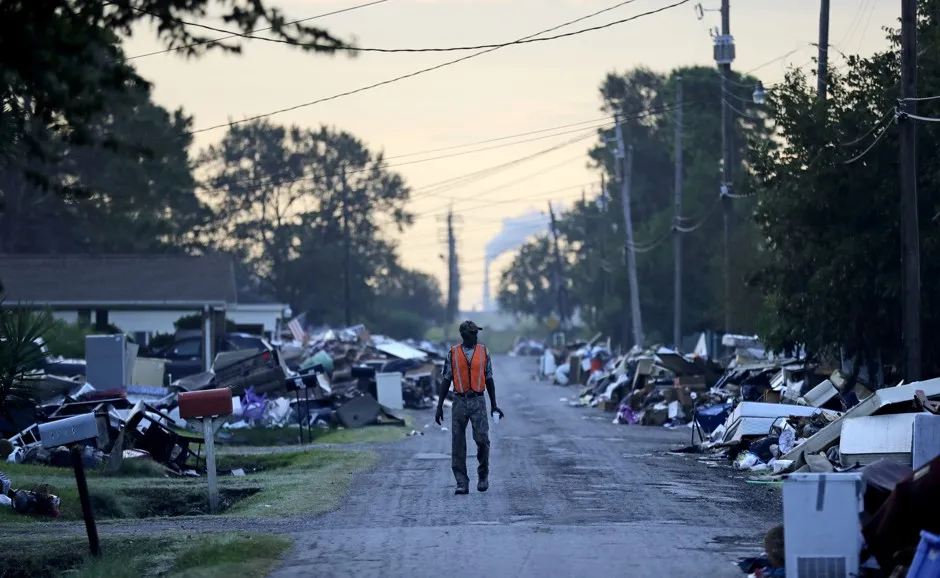 Port Arthur, Texas, on September 28, 2017, in the wake of the destruction of Hurricane Harvey.