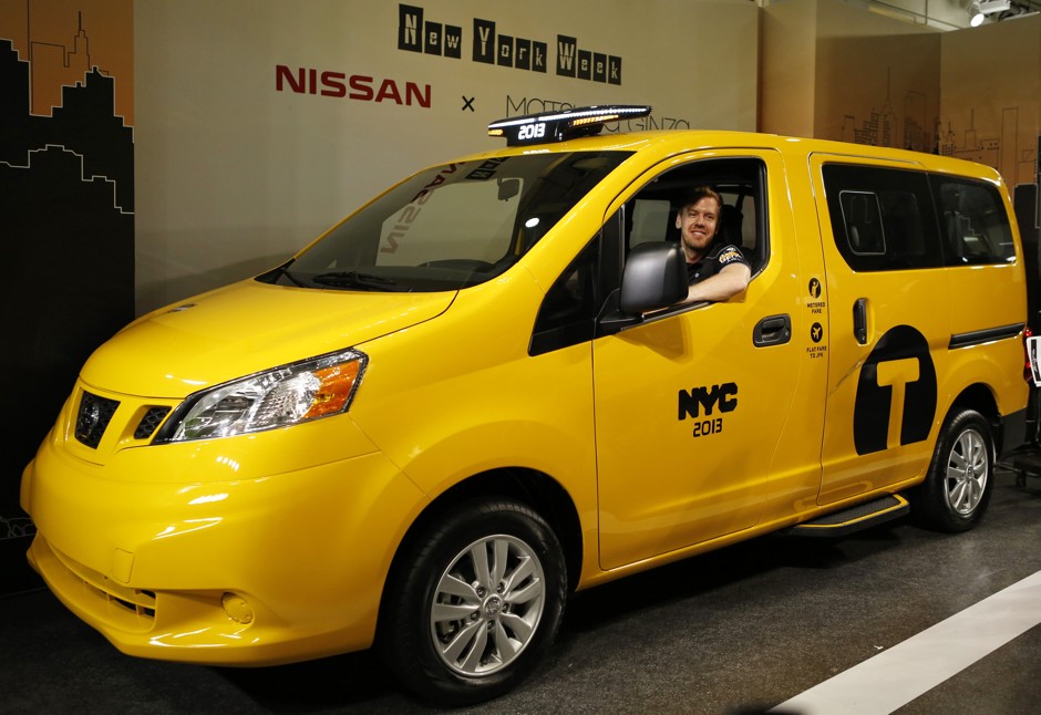  New York city's next-generation yellow cab, the Nissan NV200, is unveiled at a pre-launch event in 2013. The upgrade program's start date is set for April 20, 2015.