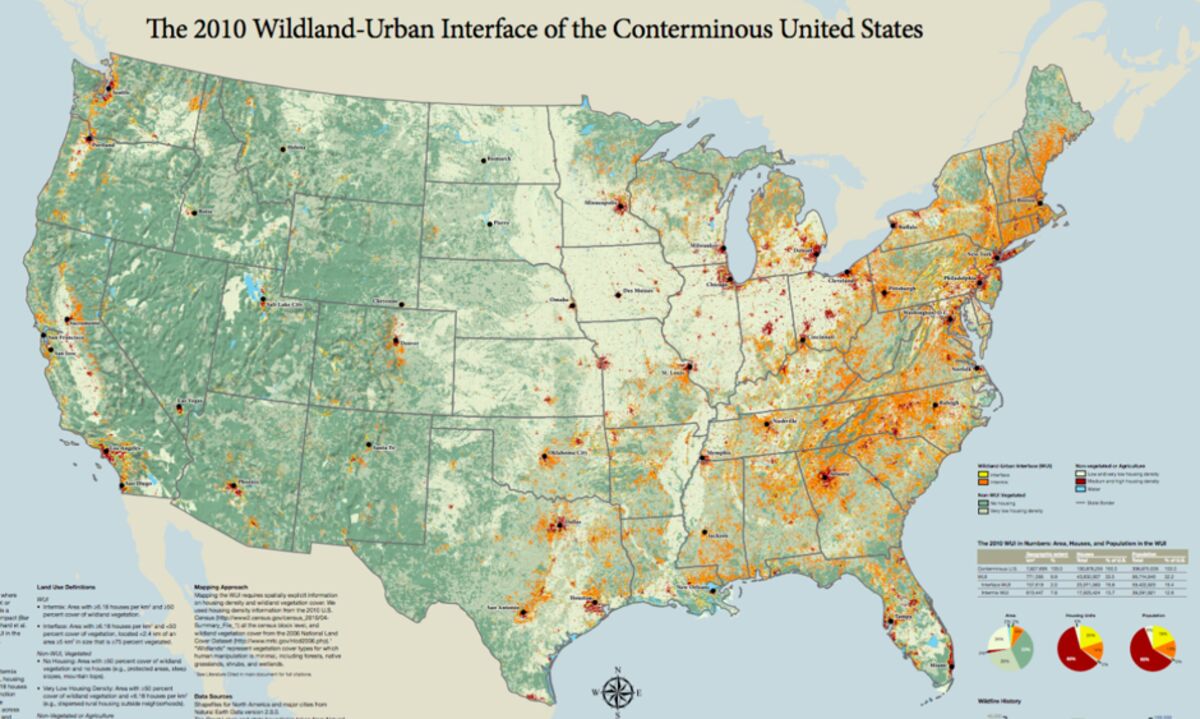 Usda Forest Service Maps The Wildland Urban Interface Or Areas Most Vulnerable To Wildfire 1937