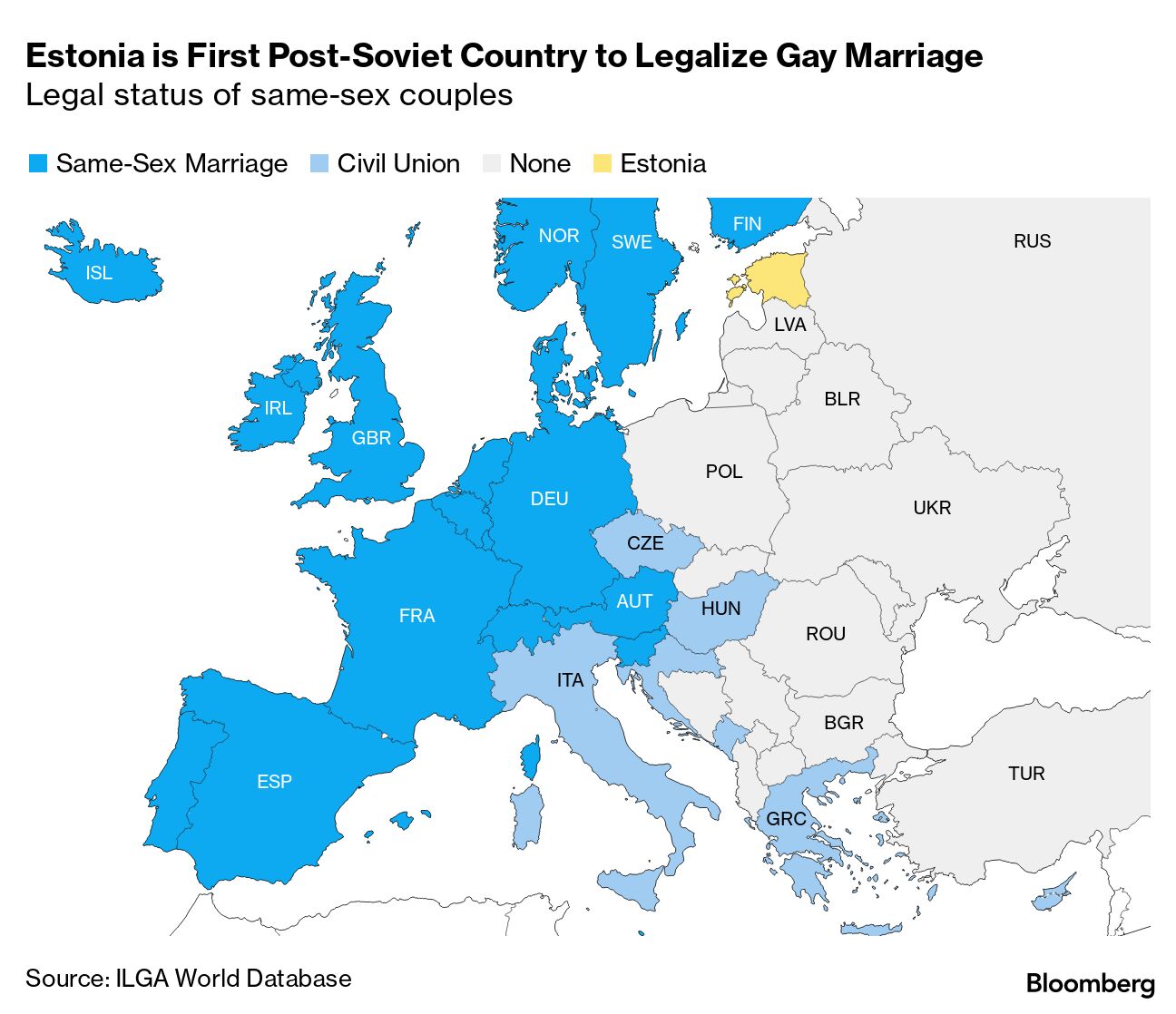 Estonia Legalizes Gay Marriage, the First Ex-Soviet State to Legalize it -  Bloomberg