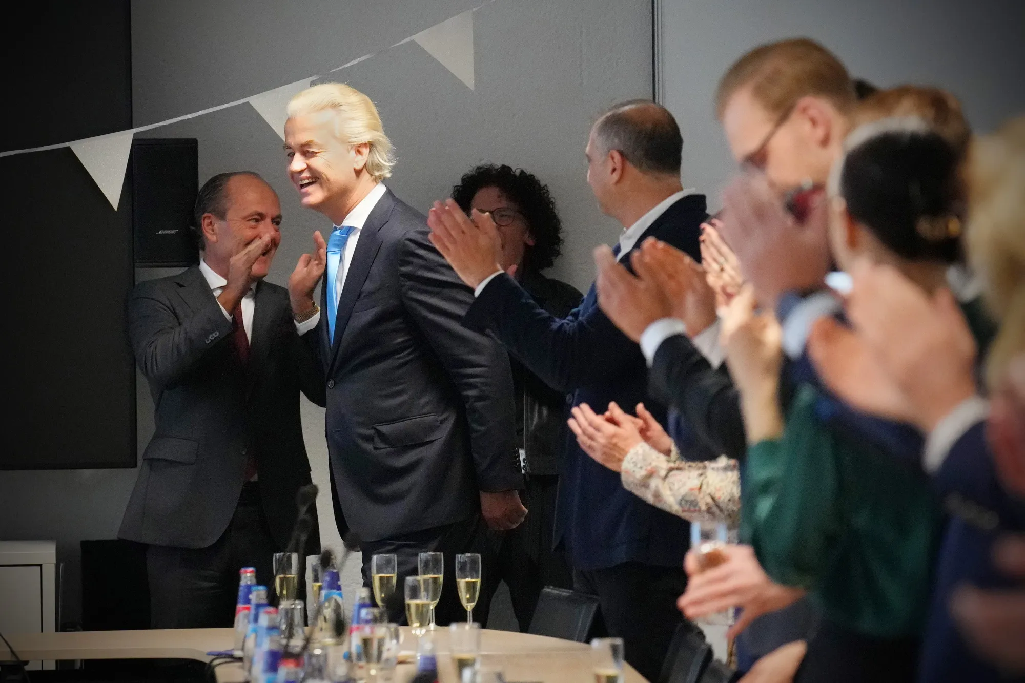 PVV leader Geert Wilders arrives at a post-election meeting in The Hague on Nov. 23.