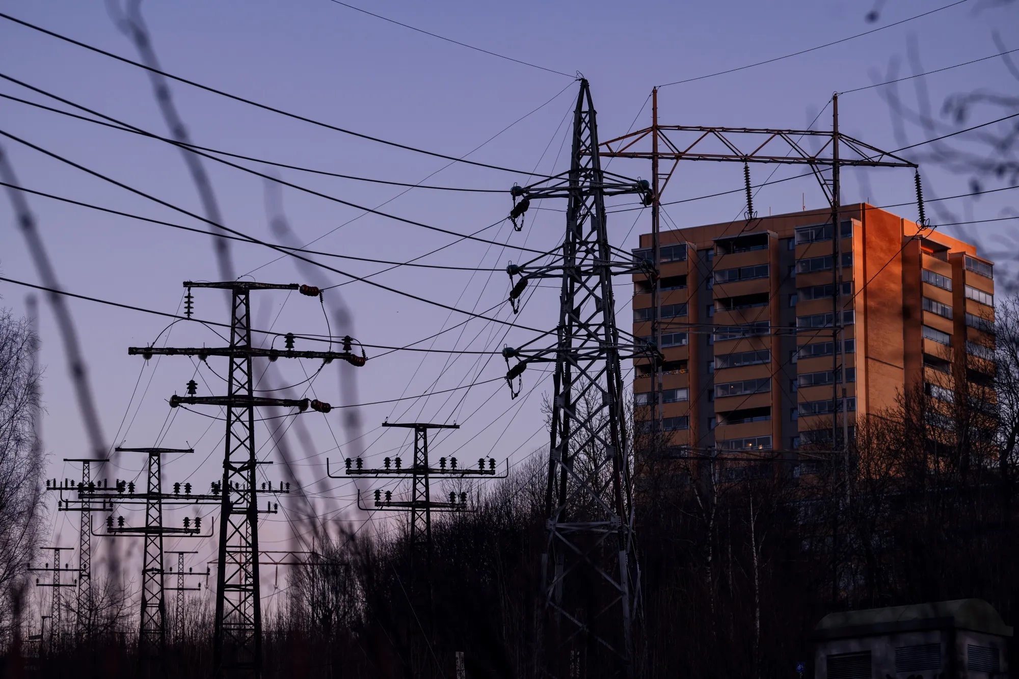 High-voltage power lines in Oslo.