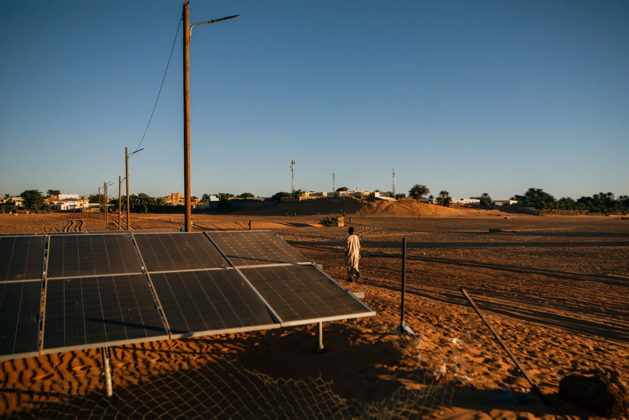 Solar panels near Chinguetti, Mauritania.