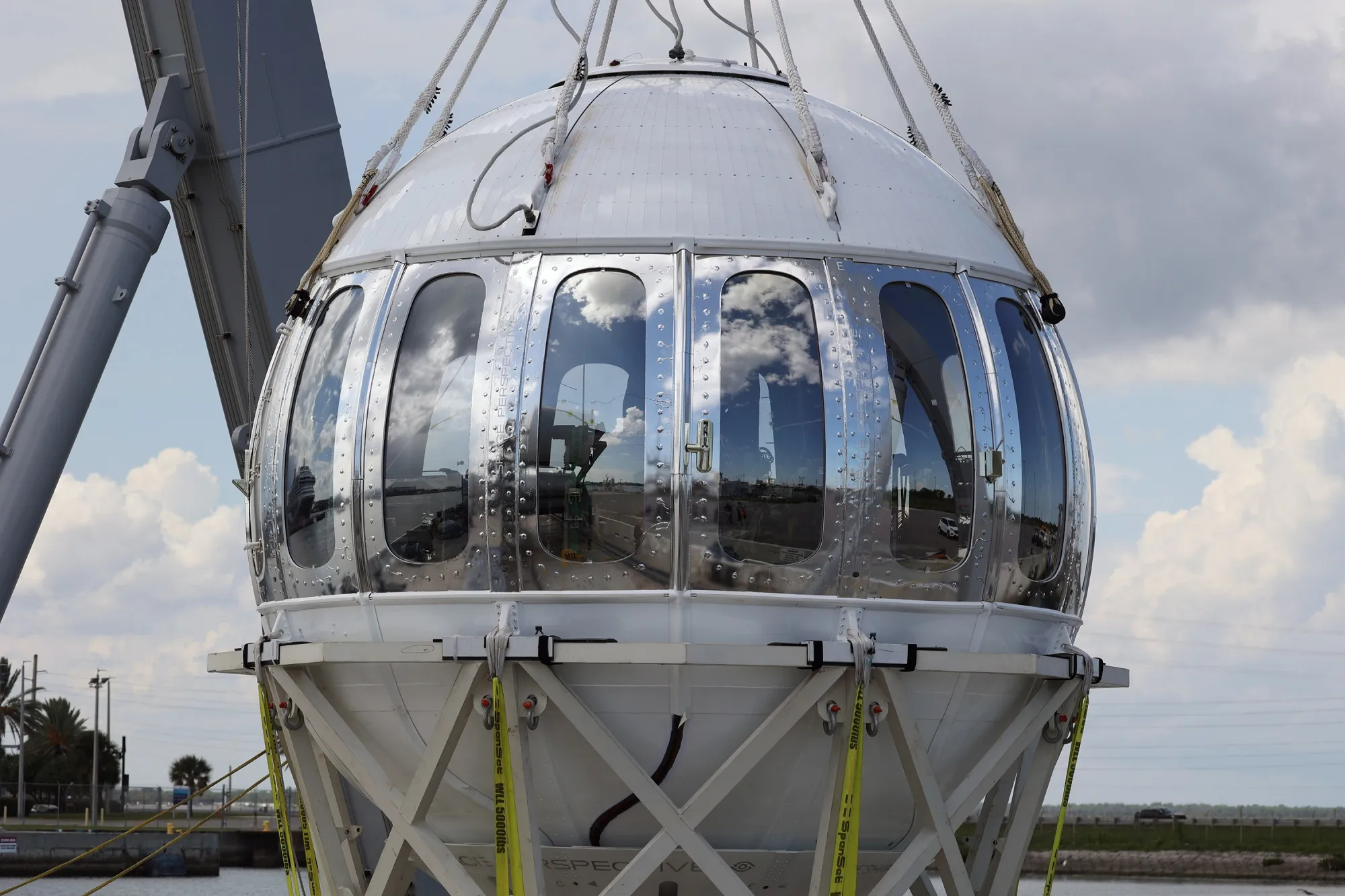 Space Perspective's Spaceship Neptune test capsule Excelsior returns to Port Canaveral aboard the MS Voyager after its first full test flight on&nbsp;Sept. 19.