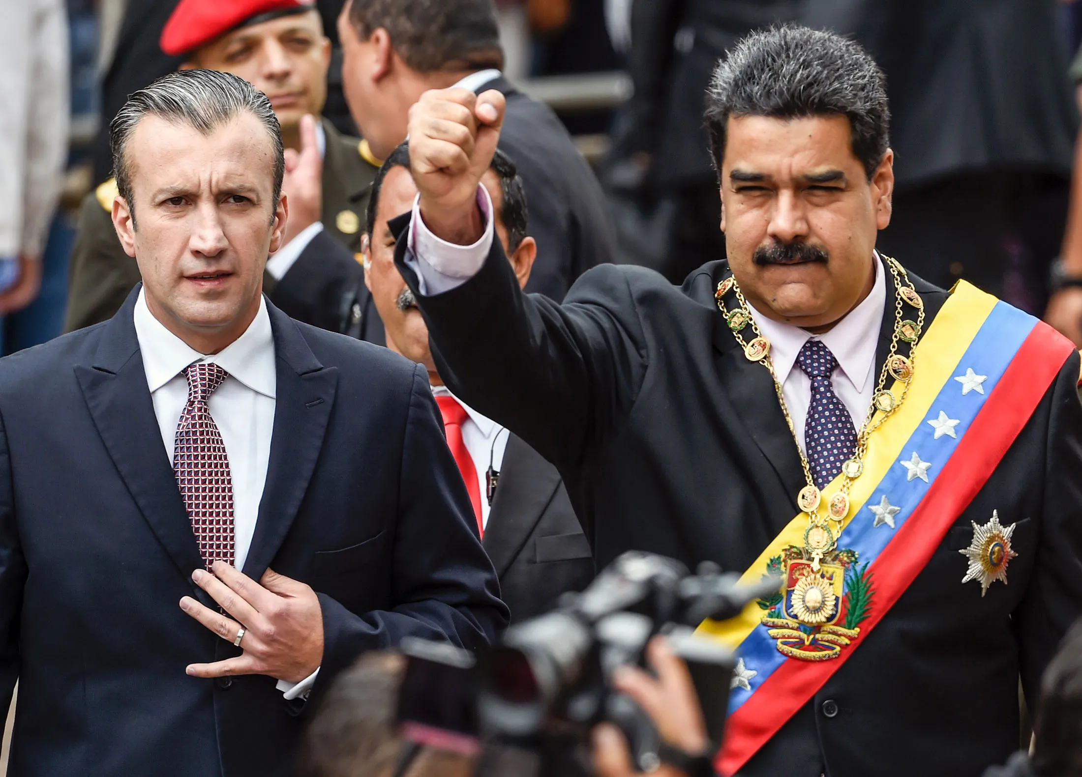 Venezuelan President Nicolas Maduro, right, and vice president Tareck El Aissami.
