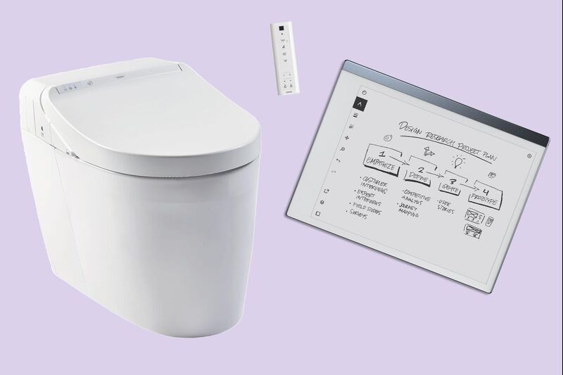 From left: a Toto toilet (with remote) and a digital notebook from ReMarkable.

Source: Vendor